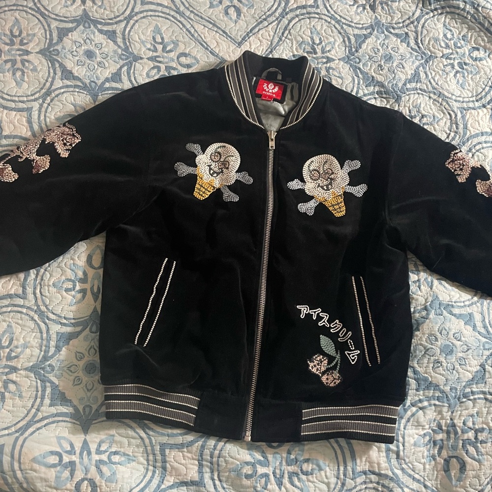 A&G Black Embroidered Bomber Jacket
